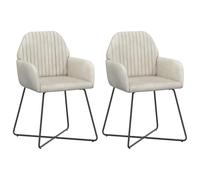 Chaises de Salle à Manger Velours Crème 2 Pack 55x50x84 cm Métal | Velours doux, cadre métal stable, dossier incliné, accoudoirs plats, entretien chiffon humide, design moderne