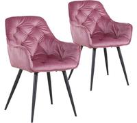 Chaises de salle à manger - Velours rose - Chaises Kuip - lot de 2 - Avec dossier
