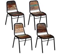 vidaXL 4X Chaise de Salle à Manger Bois Recyclé Massif Chaises de Cuisine