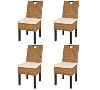 vidaXL Chaises de salle à manger Rotin Kubu Bois de manguier - Lot de 4