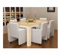 Chaises de salle à manger vidaXL, lot de 6, blanches, en similicuir