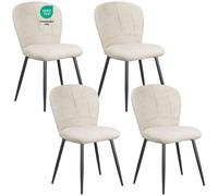 Chaises de Salle à Manger - WAFTING - Design Coquille - Chenille Beige - Pieds métal - Lot de 4