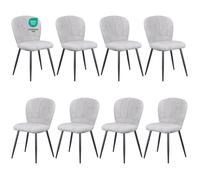 Chaises de salle à manger - WAFTING - Design Coquille - Chenille douce - Pieds métal - Lot de 8