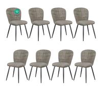 Chaises de salle à manger - WAFTING - Design coquille - Chenille gris-brun - Pieds métal - Lot de 8
