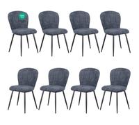 Chaises de salle à manger - WAFTING - Design Coquille - Chenille Gris Foncé - Pieds Métal - Lot de 8