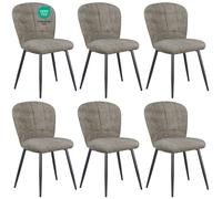 Chaises de salle à manger - WAFTING - Design coquille - Chenille - Pieds métal - Lot de 6