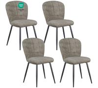 Chaises de Salle à Manger - WAFTING - Design Coquille - Revêtement Chenille - Pieds Métal - Lot de 4