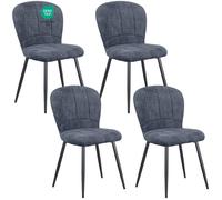 Chaises de Salle à Manger - WAFTING - Design Coquille - Revêtement chenille - Pieds métal - Lot de 4