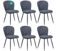Chaises de Salle à Manger - WAFTING - Design Coquille - Revêtement chenille - Pieds métal - Lot de 6
