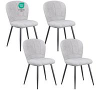 Chaises de Salle à Manger - WAFTING - Design Coquille - Tissu chenille - Pieds métal - Lot de 4