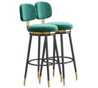 Chaises de Tabouret de Bar de comptoir avec dossiers - Tabouret Haut pivotant for îlot de Cuisine, sièges Modernes en Velours, Chaise d'îlot for Bar à Domicile(2 PCS Green Black,65cm)