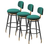 Chaises de Tabouret de Bar de comptoir avec dossiers - Tabouret Haut pivotant for îlot de Cuisine, sièges Modernes en Velours, Chaise d'îlot for Bar à Domicile(3 PCS Green Black,75cm)