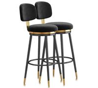 Chaises de Tabouret de Bar de comptoir avec dossiers - Tabouret Haut pivotant for îlot de Cuisine, sièges Modernes en Velours, Chaise d'îlot for Bar à Domicile(2 PCS Black Black,65cm)