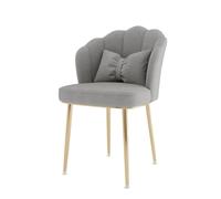Chaises De Vanité Modernes Salle De Maquillage, Chaises De Salle À Manger, | Tabouret avec dossier avec dossier en coque et pieds en métal, cuisine chambre(Gray+gold Legs)