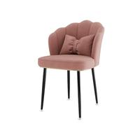 Chaises De Vanité Modernes Salle De Maquillage, Chaises De Salle À Manger, | Tabouret avec dossier avec dossier en coque et pieds en métal, cuisine chambre(Bean Color+black Legs)