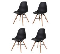 Chaises - DECONATION - Lot de 4 - Polypropylène - Pieds en bois - Noir