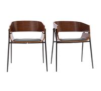 Chaises design bois foncé et métal noir (lot de 2) WESS