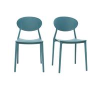 Chaises design empilables bleu canard intérieur - extérieur (lot de 2) ANNA