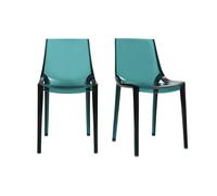 Chaises design empilables bleu pétrole transparent intérieur - extérieur (lot de 2) YZEL