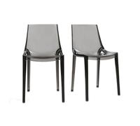 Chaises design empilables gris transparent intérieur - extérieur (lot de 2) YZEL