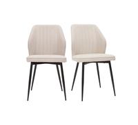 Chaises en tissu effet velours beige et métal noir (lot de 2) fanette