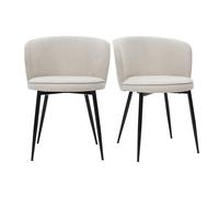 Chaises design en tissu effet velours beige et métal noir (lot de 2) SERIF
