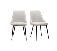 Chaises design en tissu effet velours beige naturel et métal noir (lot de 2) CULT