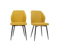 Chaises design en tissu effet velours jaune moutarde et métal noir (lot de 2) FANETTE