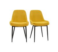 Chaises design en tissu effet velours jaune moutarde et métal noir (lot de 2) HOLO