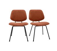 Chaises design en tissu effet velours terre brûlée et métal noir (lot de 2) BARNET