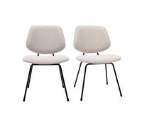 Chaises design en tissu effet velours texturé beige et métal noir (lot de 2) BARNET