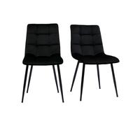 Chaises design noires en tissu velours noir et métal (lot de 2) MAXWELL