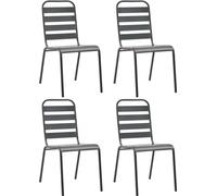 Chaises d'extérieur lot de 4 Design à lattes Acier Gris foncé