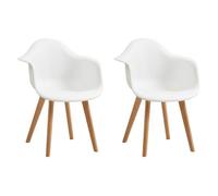 Chaises DOWISDOLY - Scandinave, chaise de salle à manger, pieds en plastique et bois, blanche(Lot de 2)