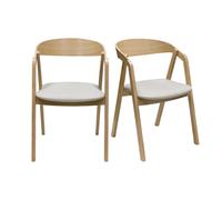 Chaises scandinaves empilables en bois clair chêne et tissu beige (lot de 2) LOVA