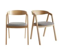 Chaises scandinaves empilables en bois clair chêne et tissu gris (lot de 2) LOVA