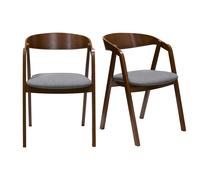Chaises vintage empilables en bois teinté noyer et tissu gris (lot de 2) LOVA