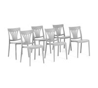 Chaises empilables - Gina - Polypropylène renforcé - Usage intérieur et extérieur - Lot de 6 - Gris clair