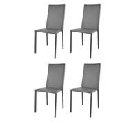 Chaises empilables Julia - Tommychairs - Gris - Métal - Simili - Lot de 4