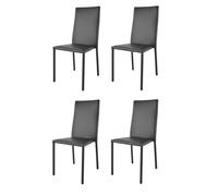 Chaises empilables Julia - Tommychairs - Structure en acier - Rembourrée en faux cuir noir