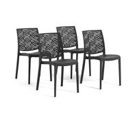 Chaises empilables - Malika - Anthracite - Polypropylène renforcé - Usage intérieur et extérieur - Lot de 4