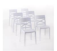Chaises empilables - Martina - Polypropylène renforcé - Usage intérieur et extérieur - Lot de 6 - Blanc