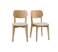 Chaises en bois clair chêne et tissu beige (lot de 2) lucia