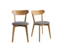 Chaises en bois clair chêne et tissu gris (lot de 2) dove