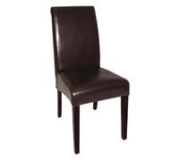 Chaises en simili cuir à dossier incurvé Bolero - Lot de 2 - Marron - Bois massif - Salle à manger