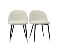 Chaises en tissu effet laine bou blanc cassé (lot de 2) celeste