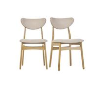 Chaises scandinaves en tissu effet laine bou beige et bois clair chêne massif (lot de 2) MAYA