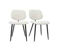 Chaises en tissu effet laine bouclée blanc et métal noir (lot de 2) TOBIAS