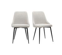 Chaises design en tissu effet velours beige naturel et métal noir (lot de 2) CULT