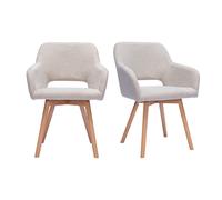 Chaises en tissu effet velours texturé beige et bois clair (lot de 2) LAURETTE